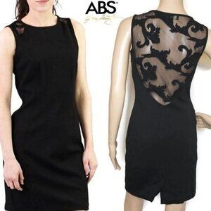 ABS Black Sleeveless Dress Sheer detailed mesh Back sz 4 LBD little black dress